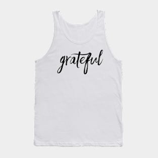 Grateful Minimal Black Typography Tank Top